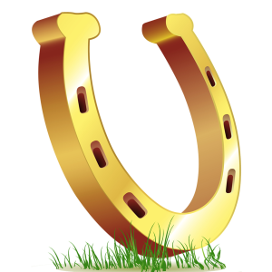 a gold horse shoe 